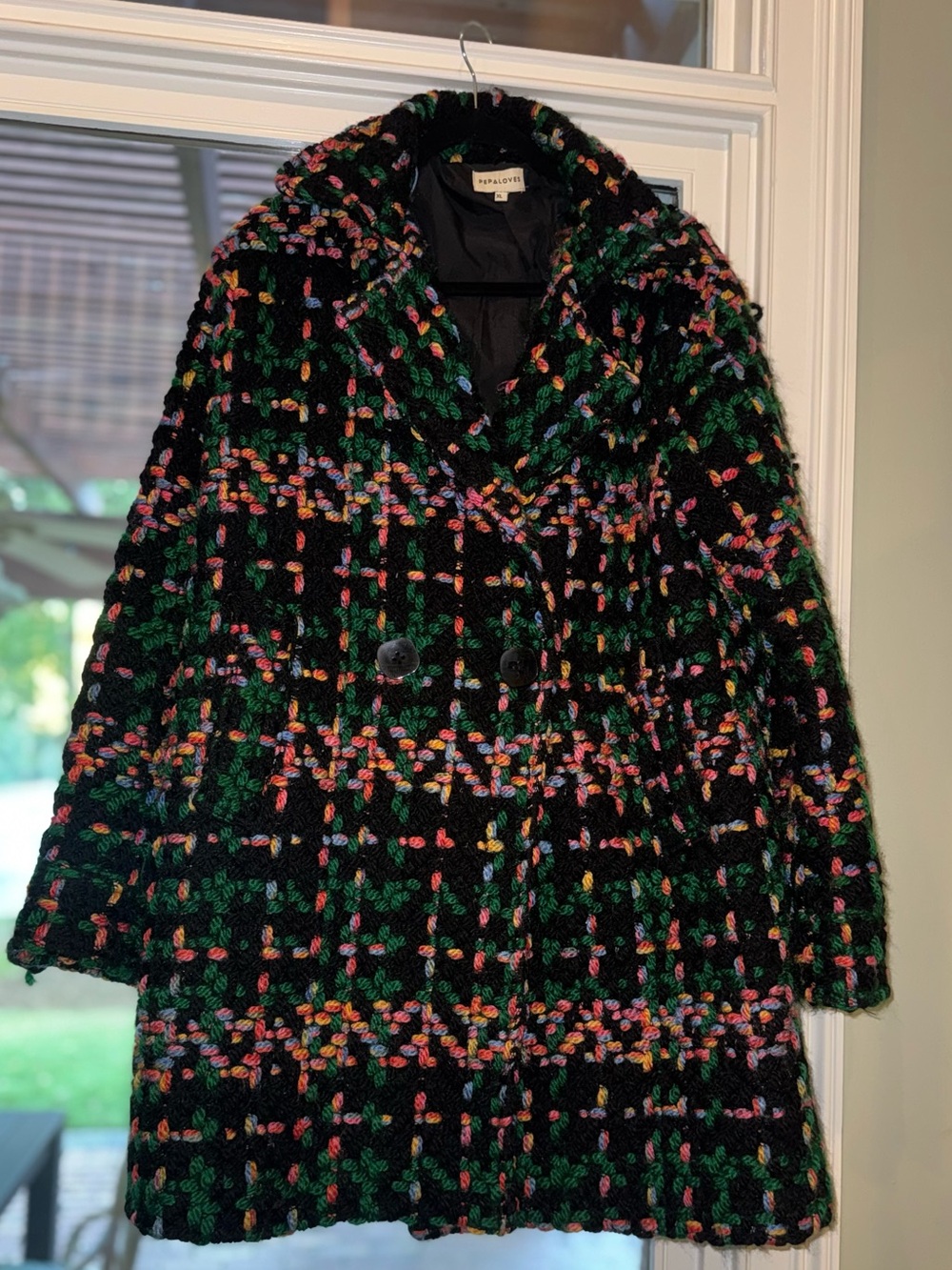 Anthropologie Pepaloves Piccadilly Multicolor Tweed Coat Knit